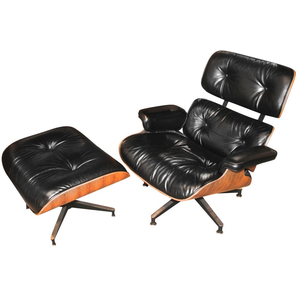 Iconic Eames Rosewood Lounge Chair and Ottoman