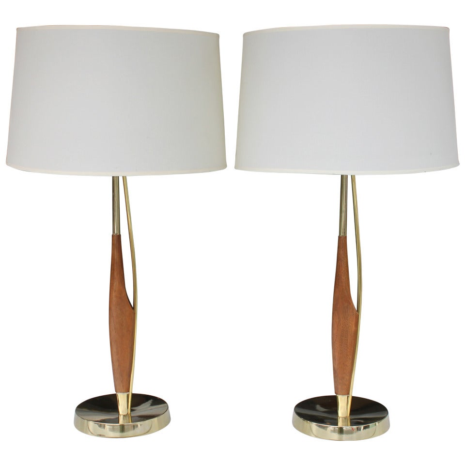 Mid-Century Modern Table Lamps by Lightolier Pair