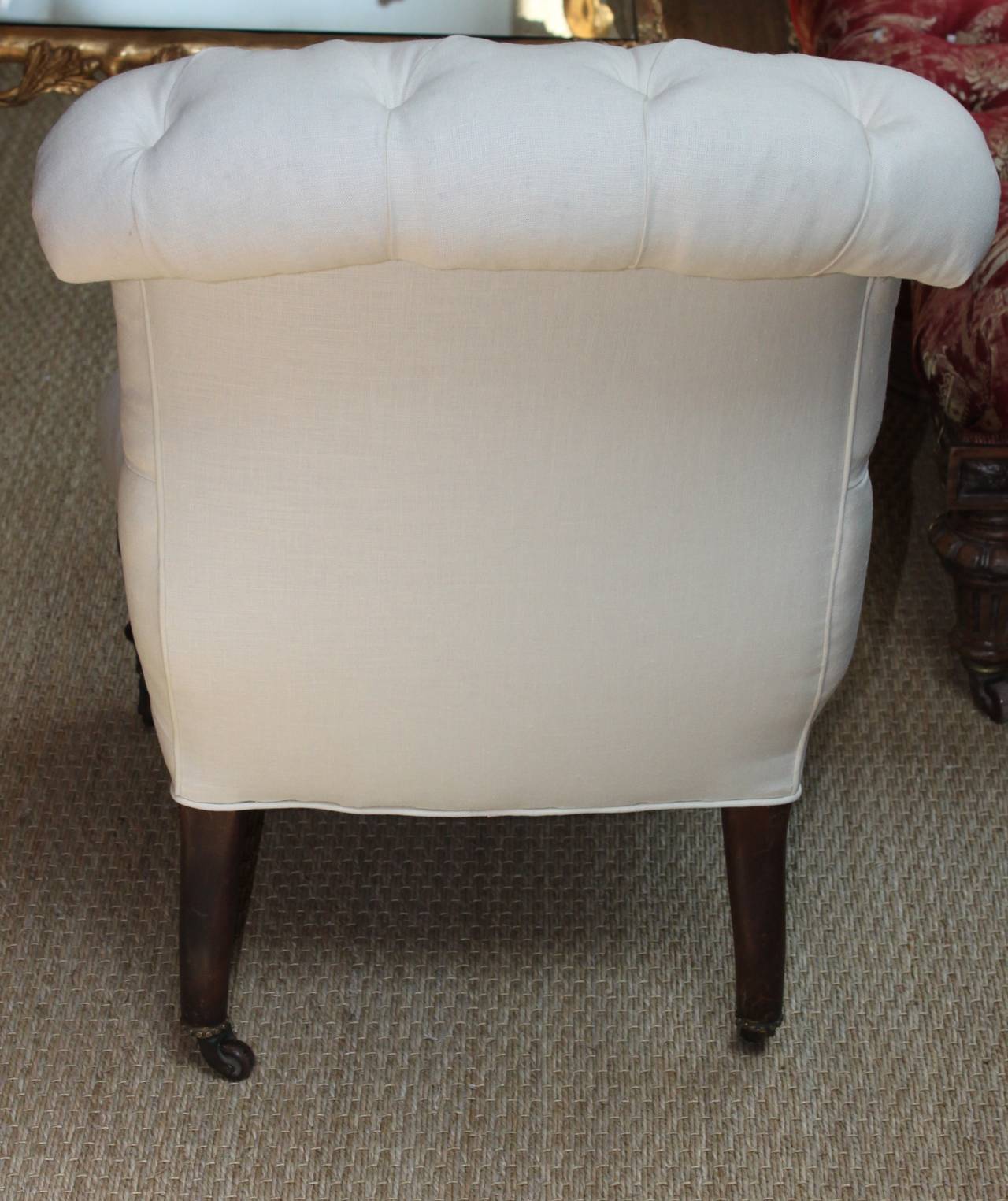 19th Century Antique Tufted Slipper Chair