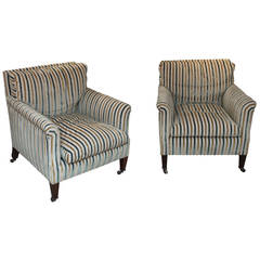 Pair of Howard and Sons Upholstered Lounge Chairs