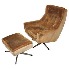 Mid-Century Modern Overman Lounge Chair with Ottoman