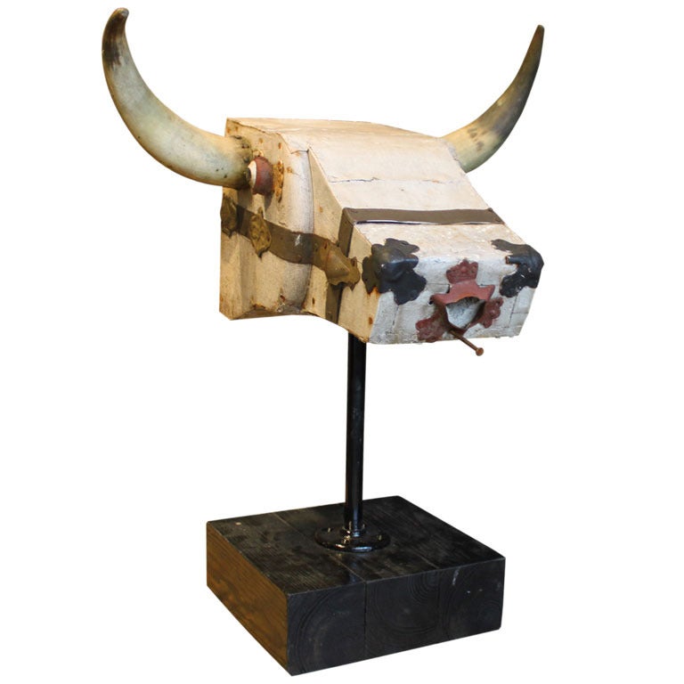 Folk Art Steer Head Birdhouse For Sale