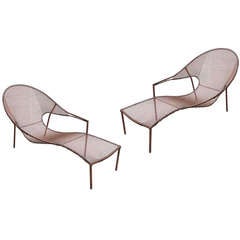 Pair of steel chaises by Farancis Mair