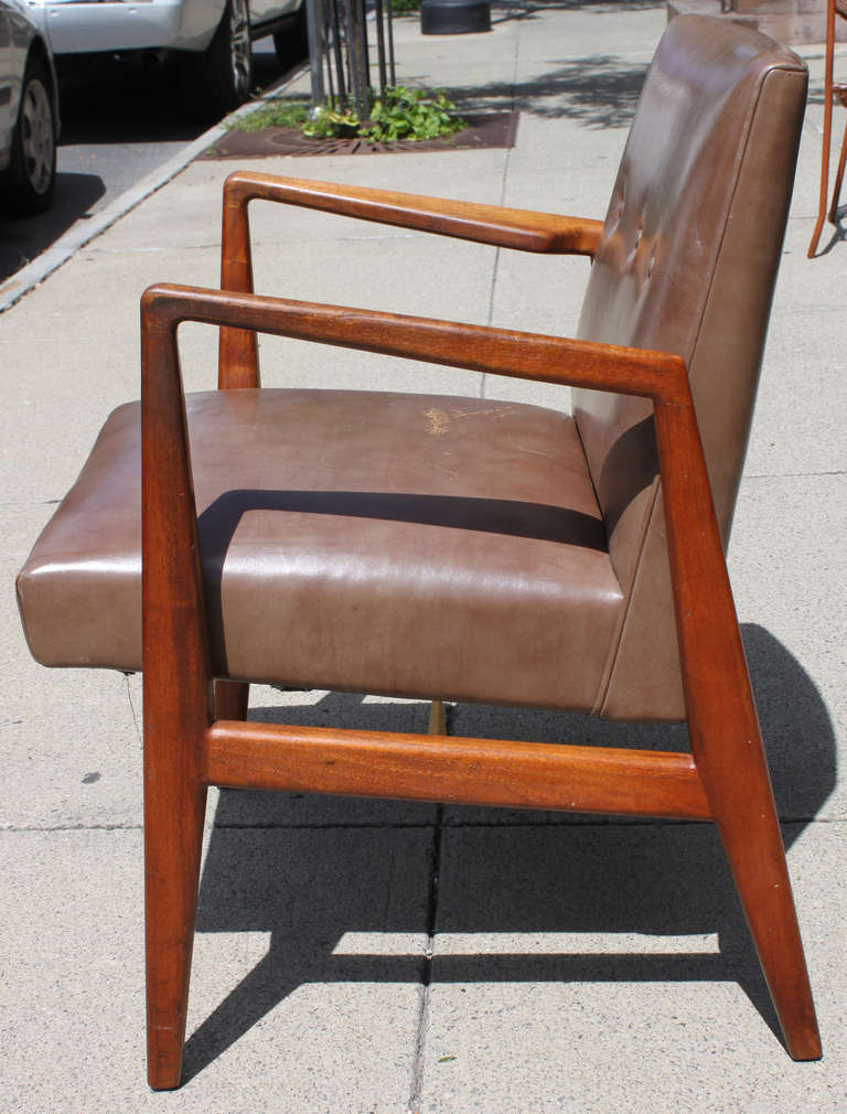 Leather Jens Risom Arm Chairs For Sale