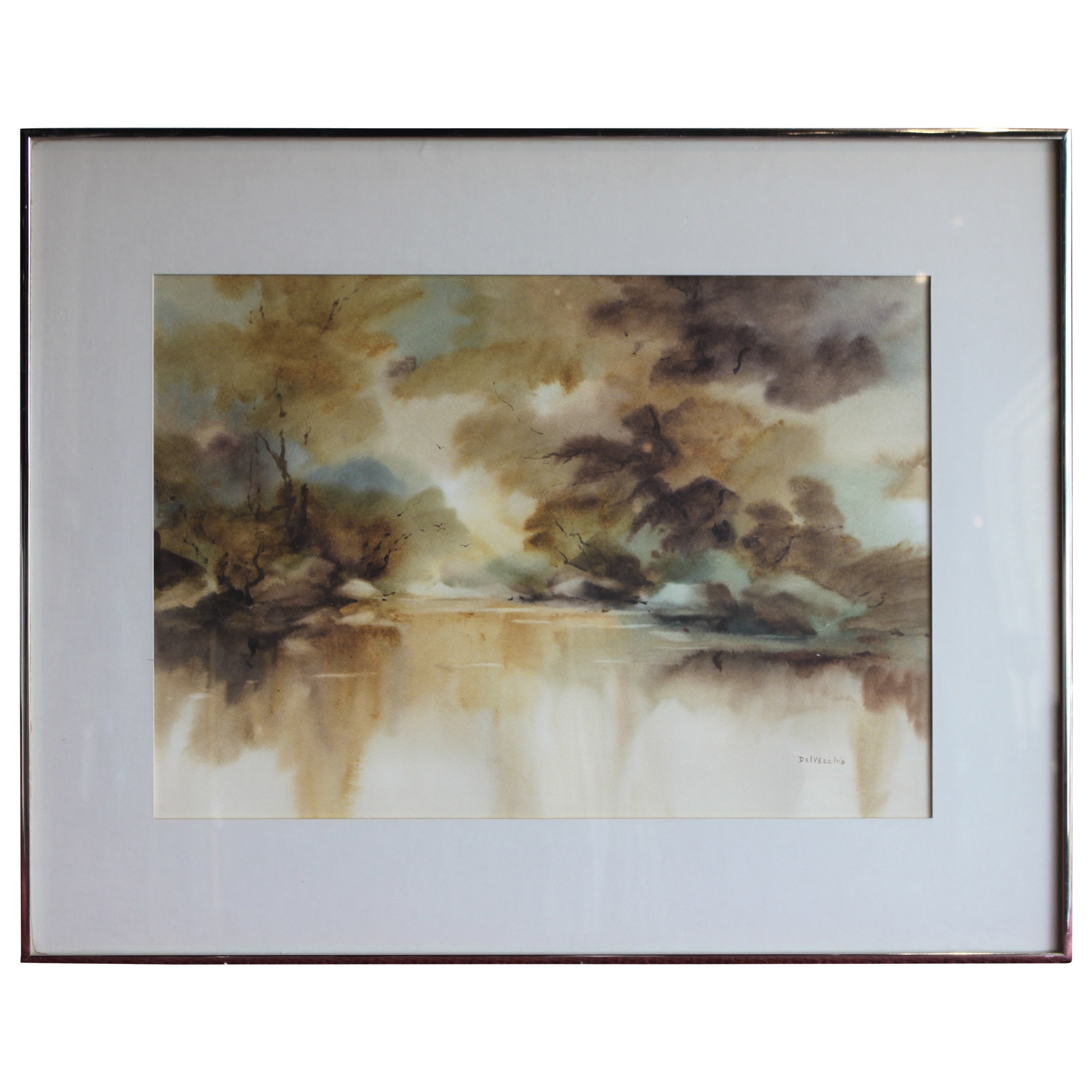 Framed Painting "Autumn Afternoon" by P. Delvecchio For Sale