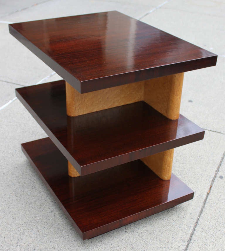 Mahogany Andrew Szoeke Modernist Three Tiered Table