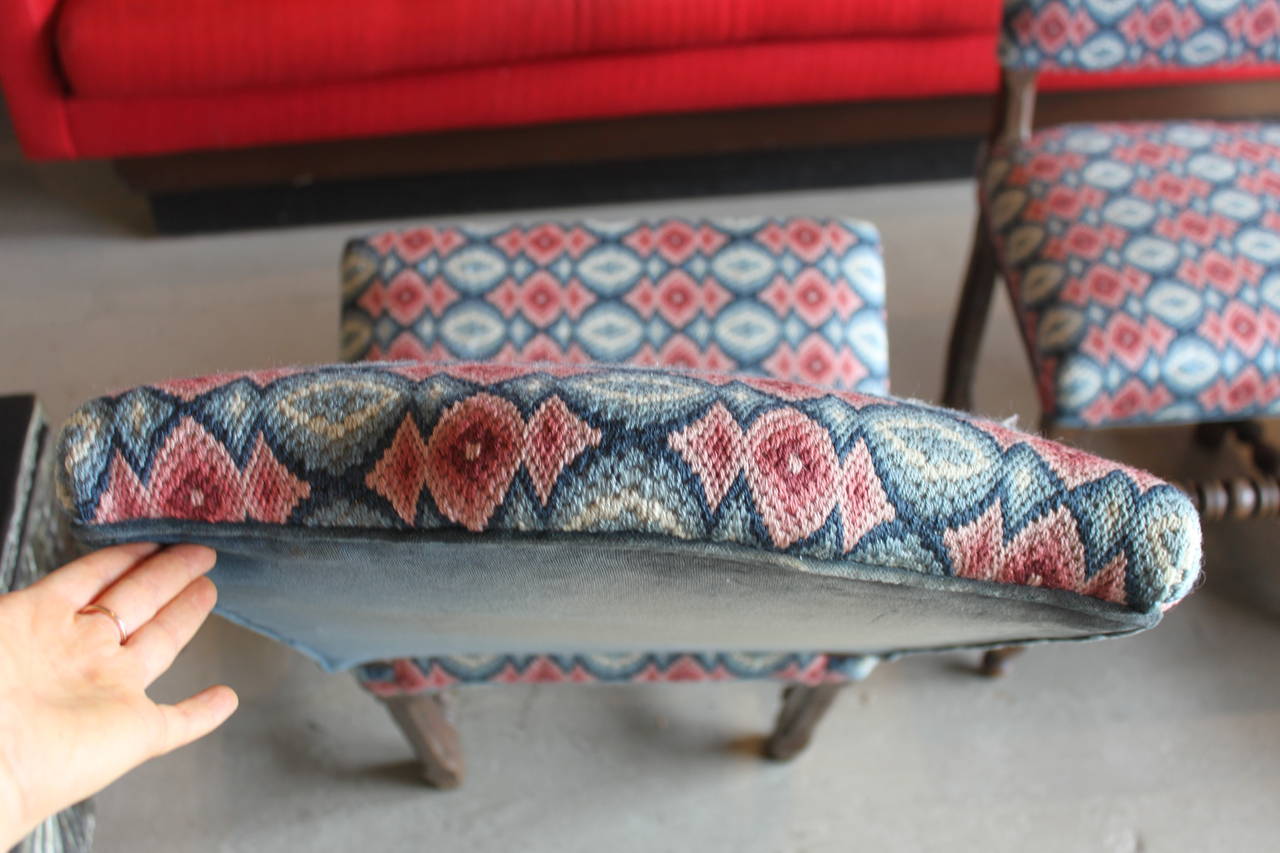 17th Century Pair of William & Mary Side Chairs, Bargello Upholstery For Sale 3