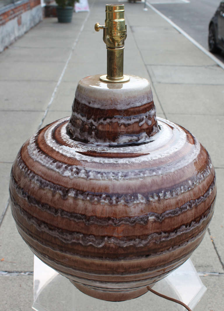 Large Scale Over Glaze Table Lamp In Excellent Condition In Hudson, NY