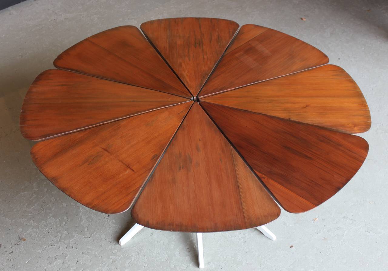 Petal Wood Coffee Table with Iron Fan Base