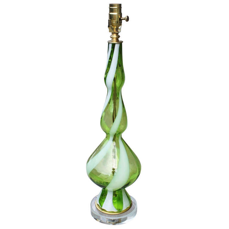 Italian Blown Glass Table Lamp For Sale