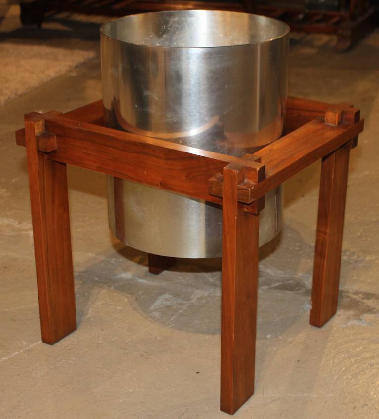 Mid-Century Modern Chrome Planter Waste Basket