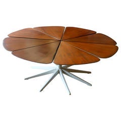 Petal Wood Coffee Table with Iron Fan Base
