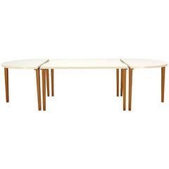 Unusual Mid-Century Modern, Three Part Dining Conference Table on Bent Wood Legs