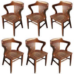 Set of Six Oak Lawyers Chairs