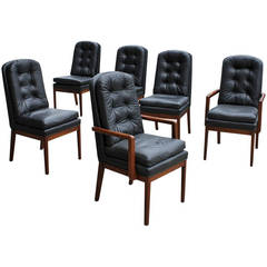 Set of Six Milo Baughman Style Dining Chairs