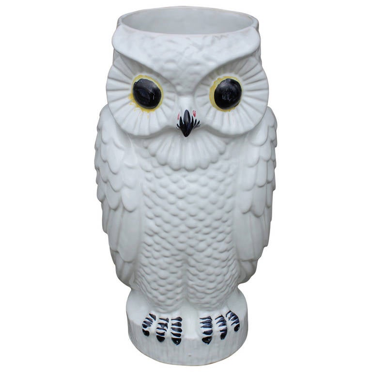 Vintage Ceramic Owl Umbrella Stand For Sale at 1stdibs