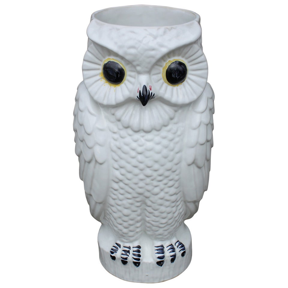Vintage Ceramic Owl Umbrella Stand For Sale