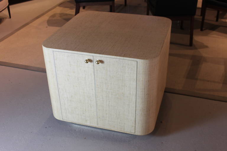 Springer Style Grass Cloth Covered Table Cabinet