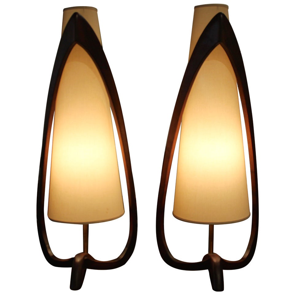 Rare Dramatic Oversized Adrian Pearsall Table Lamps Pair