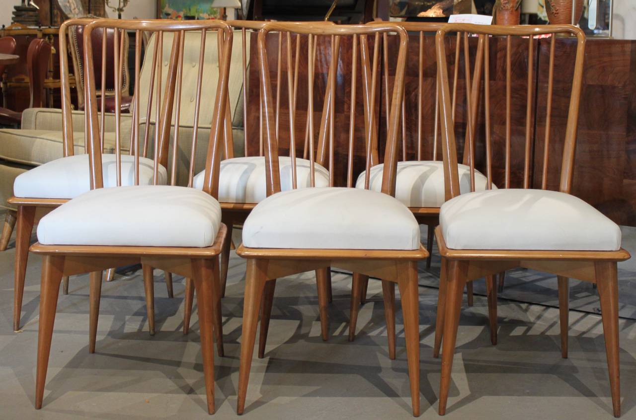Mid-Century Modern Italian Paolo Buffa Dining Chairs Set of 6