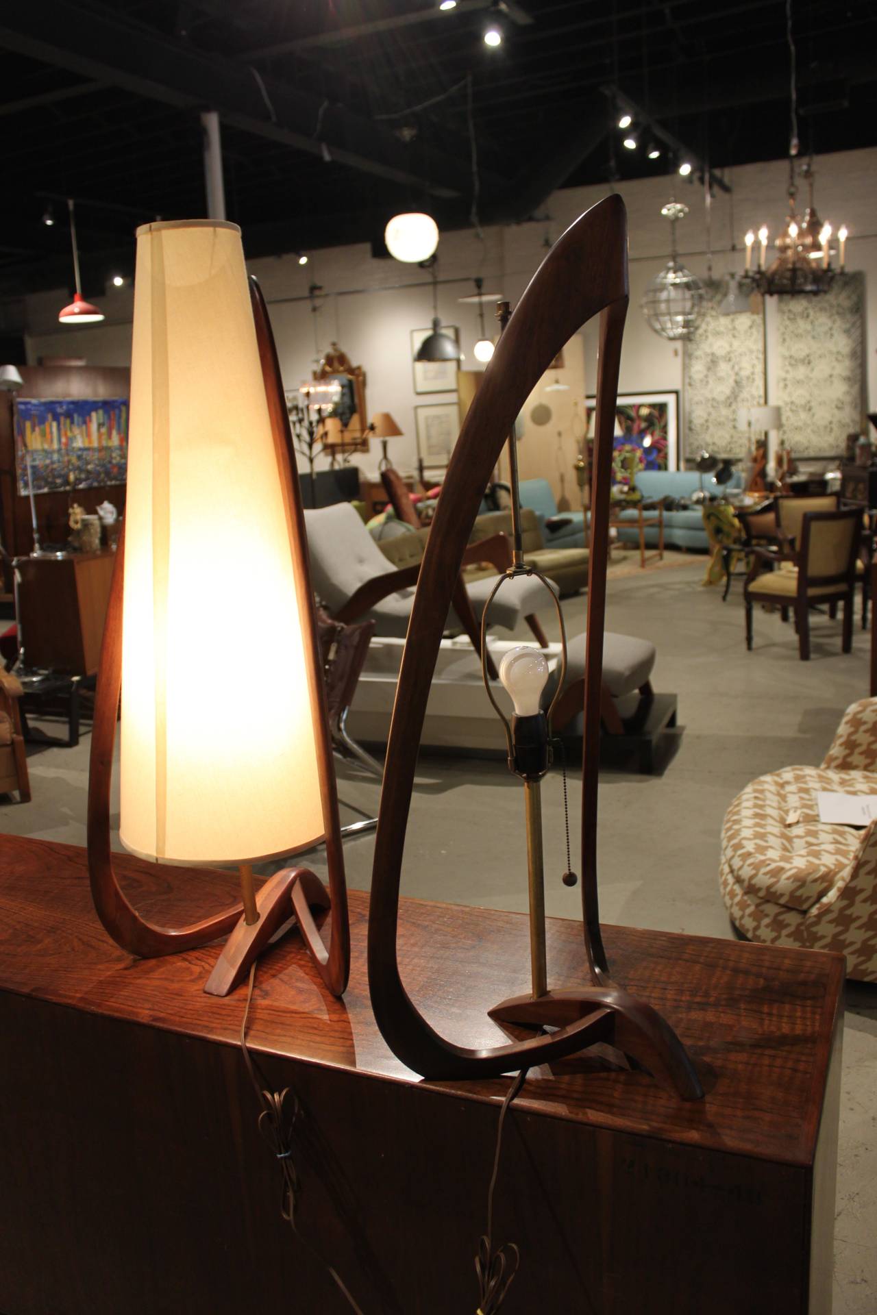 Mid-20th Century Rare Dramatic Oversized Adrian Pearsall Table Lamps Pair