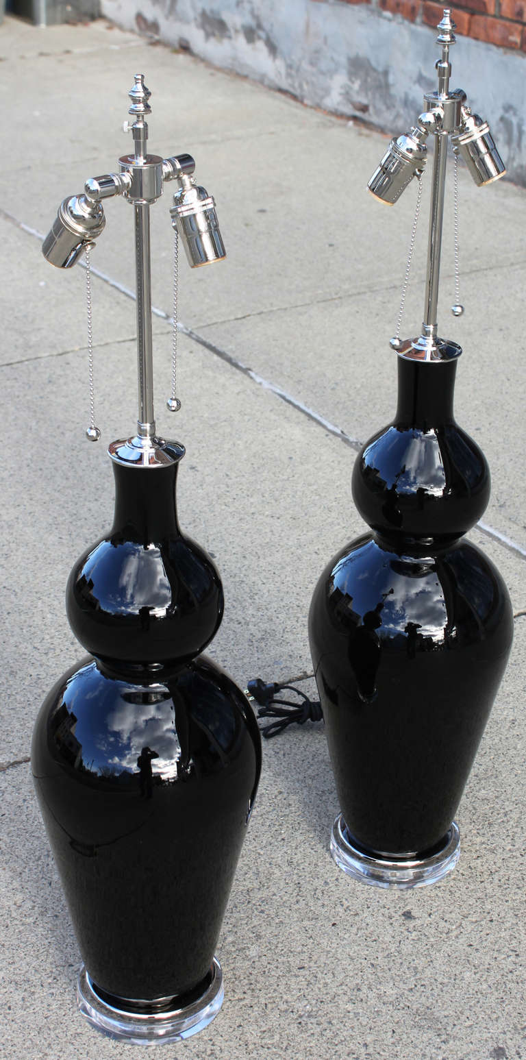 Blenko Gourd Form Blown Glass Lamps