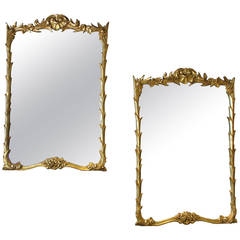 Pair of Gilt Carved Wood Decorative Mirrors