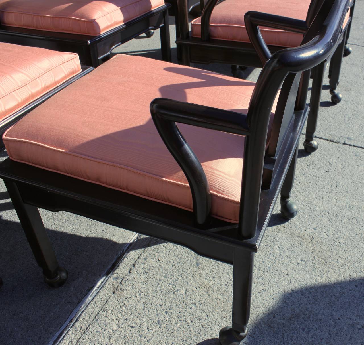 Set of Eight Chinese Inspired Mid-Century Modern Dining Chairs Widdicomb In Excellent Condition For Sale In Hudson, NY