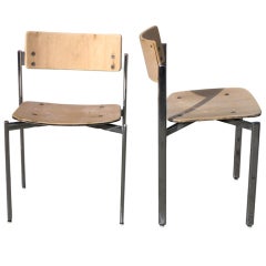 Set of Six Ilmari Tapiovaara Plywood and Chrome Chairs