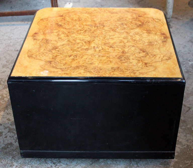 American Pair of 1940's Burl and Lacquered End Tables