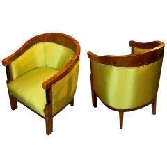 Pair Biedermeier  upholstered tub chairs
