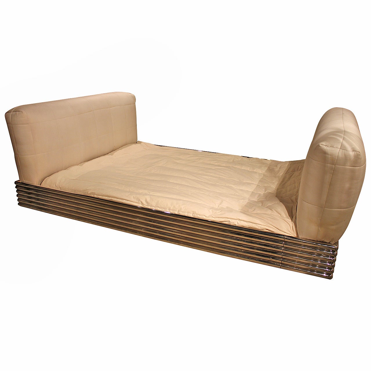 Queen Size "Radiator Bed" by Brueton Polished Stainless Steel Base