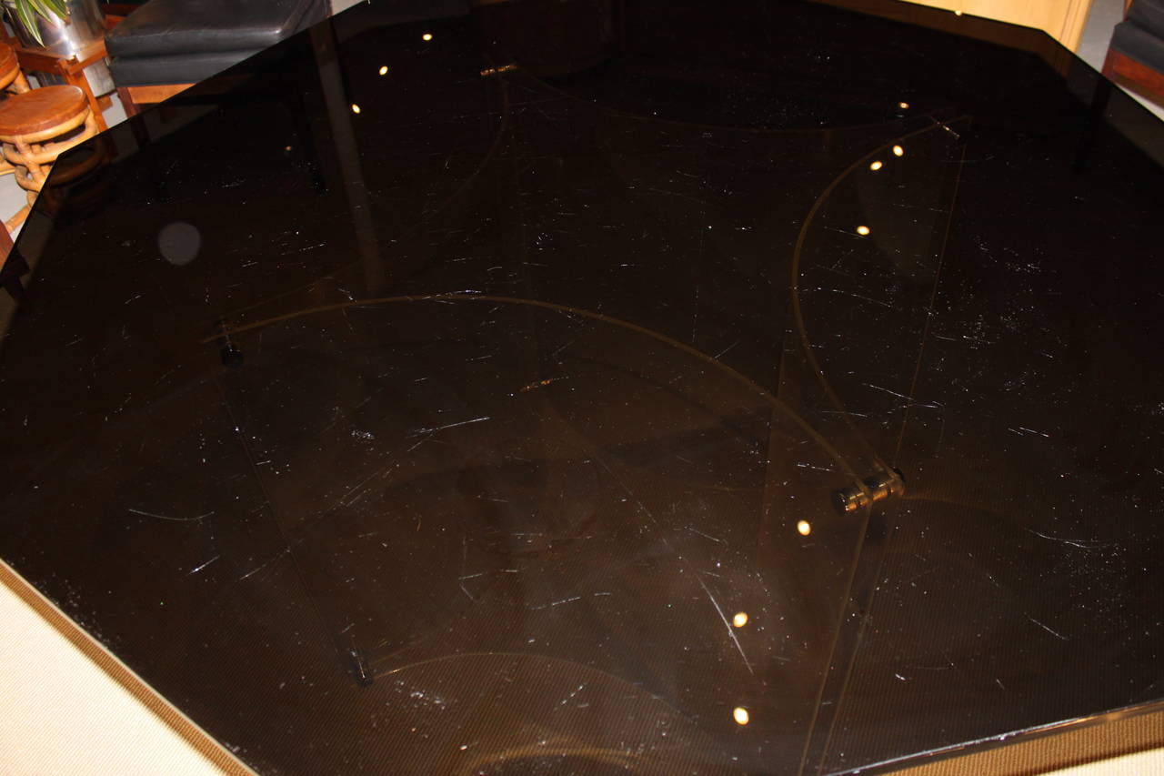 Lucite & Smoke Beveled Glass Dining Table In Excellent Condition In Hudson, NY