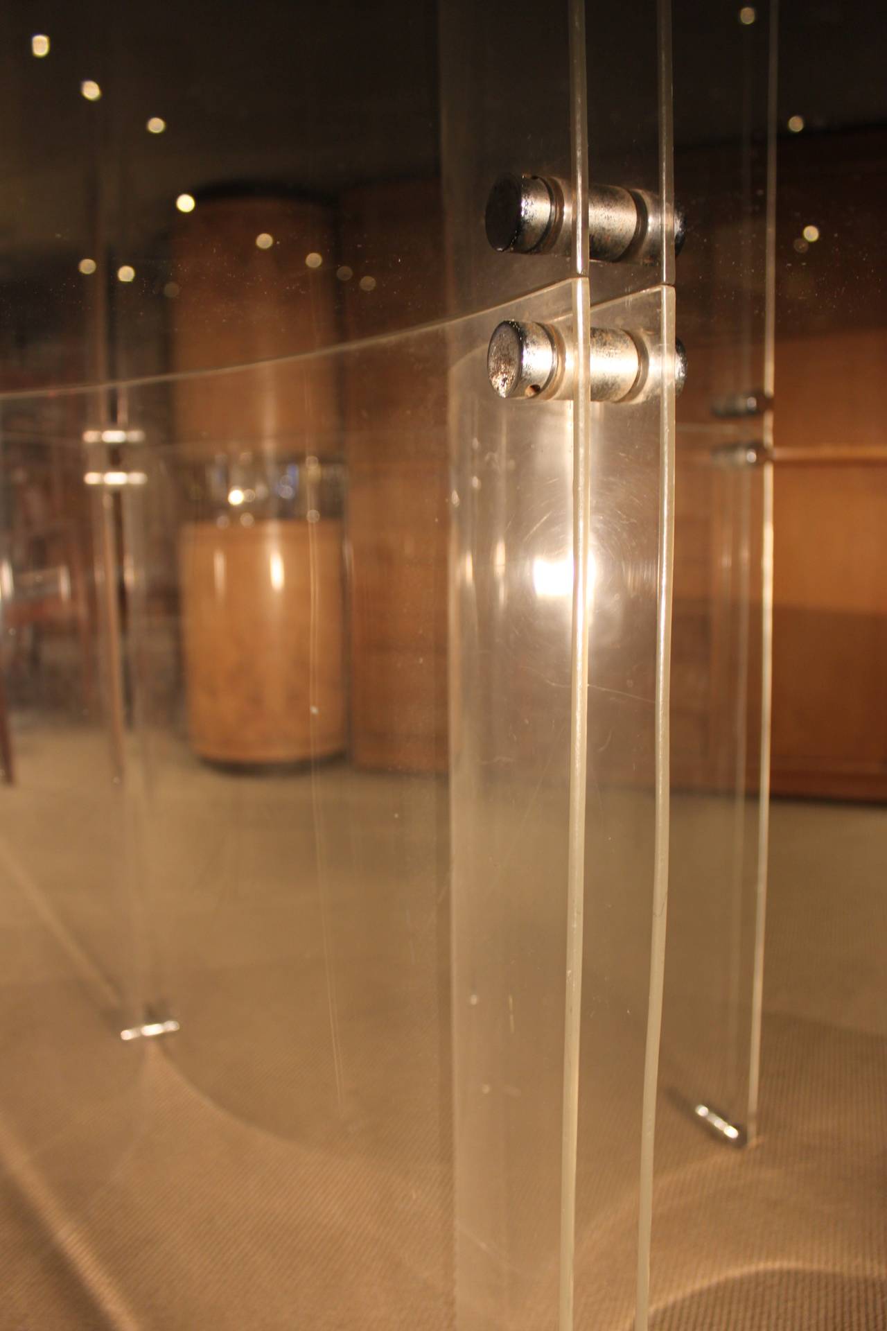 Late 20th Century Lucite & Smoke Beveled Glass Dining Table