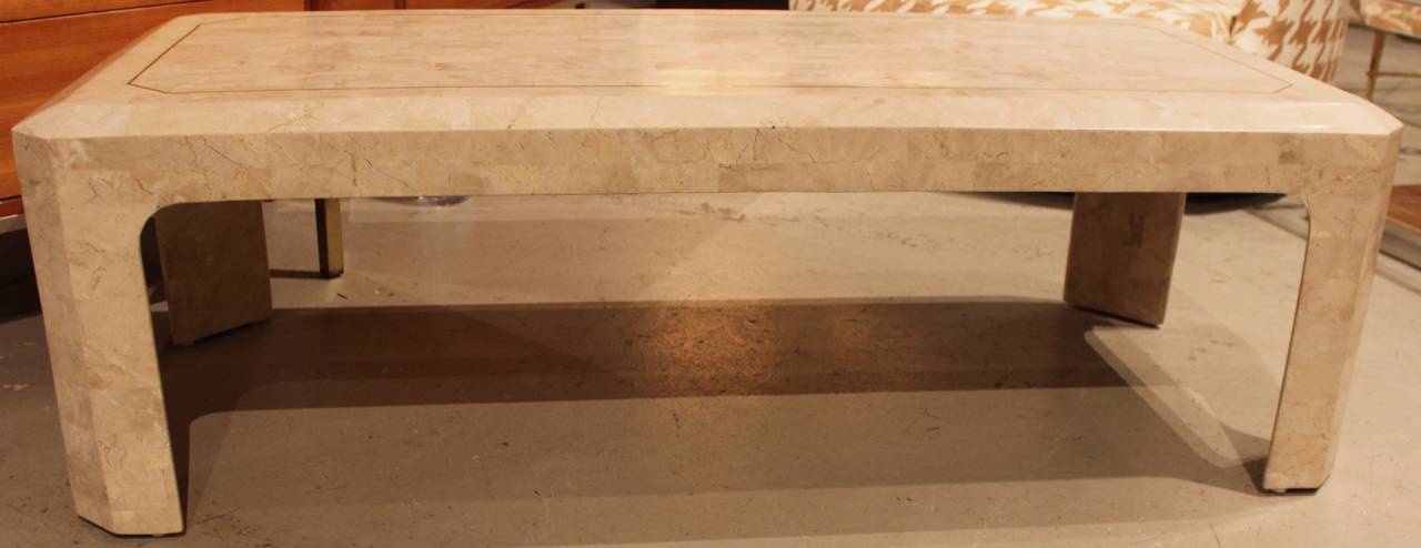 Tessellated Fossil Stone Coffee Table by Maitland-Smith In Excellent Condition For Sale In Hudson, NY