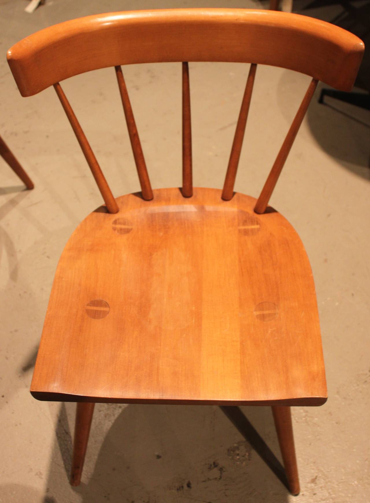 Wood Pair of Paul McCobb Spindle Back Side Chairs