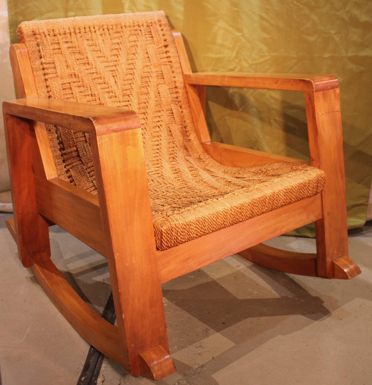 Early Knoll rocker.  Handwoven seat.  Excellent condition.  Collector's item