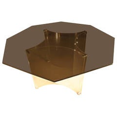Lucite & Smoke Beveled Glass Dining Table