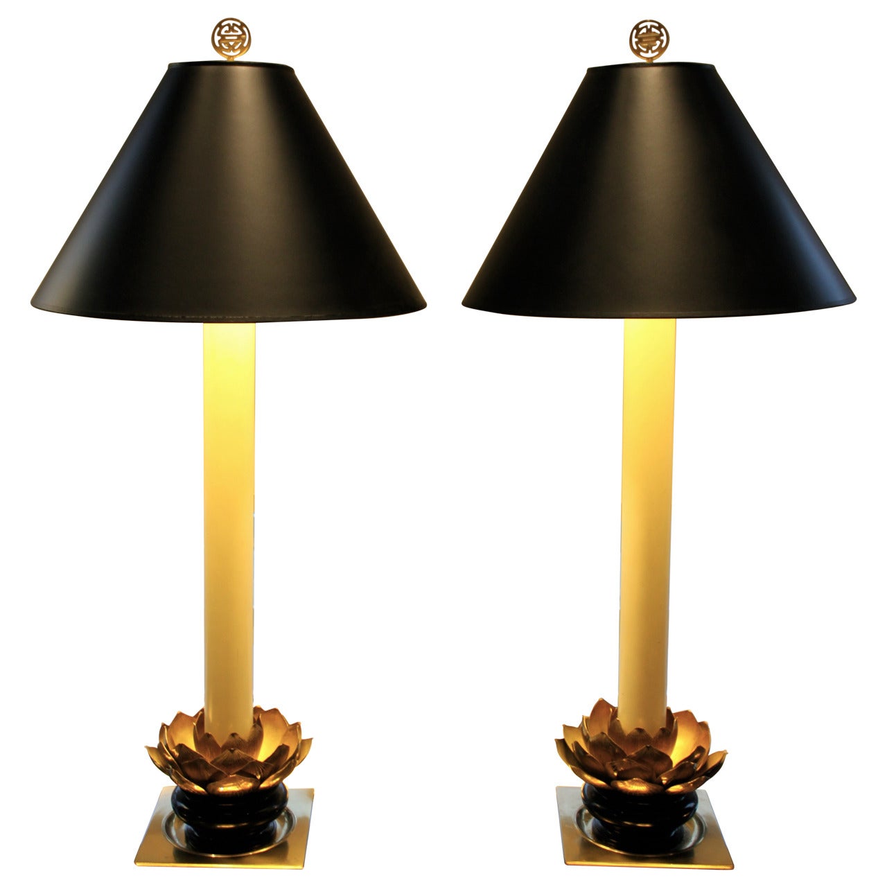Lotus Table Lamps Stiffel For Sale
