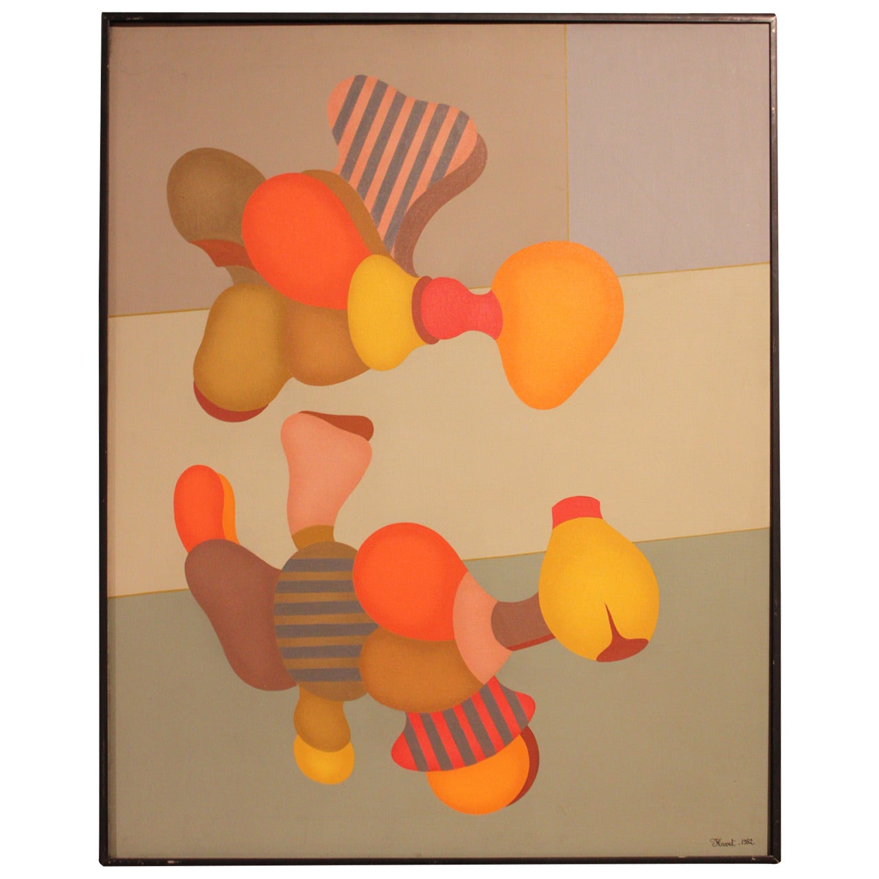 Claude Flavet Abstract Composition #3 on Canvas, 1982 For Sale
