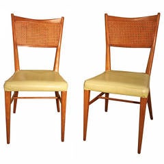 Pair of Cane Backed Paul McCobb Side Chairs
