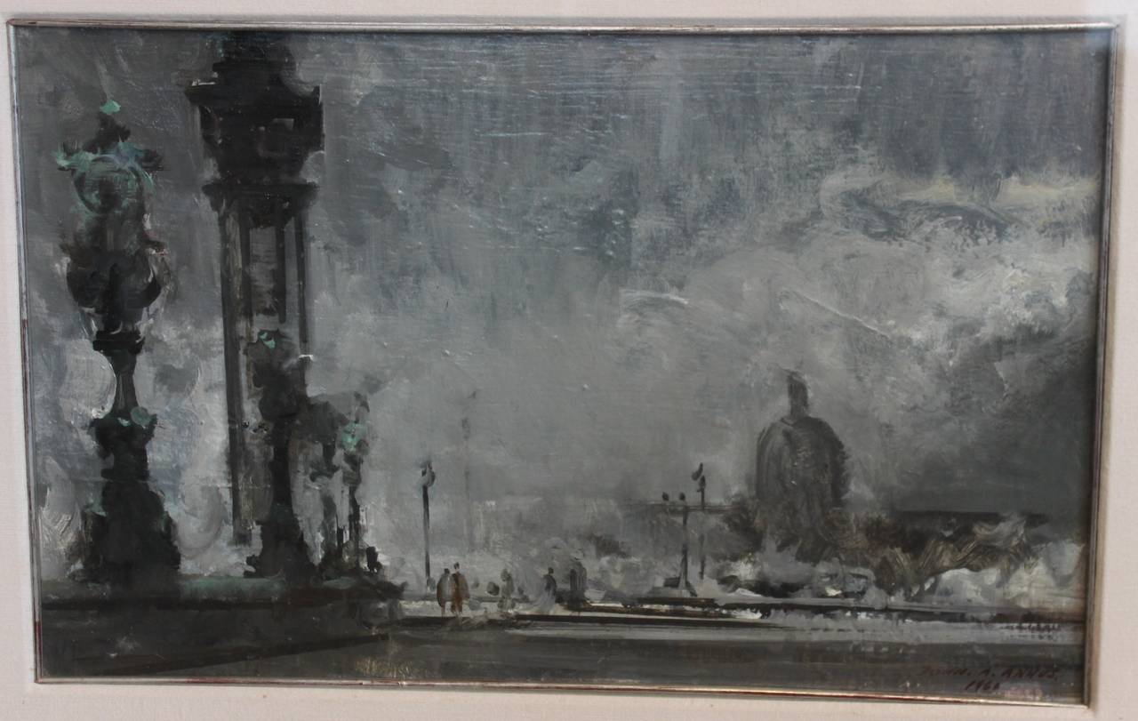 John A. Annus Original Painting, "Paris", 1960