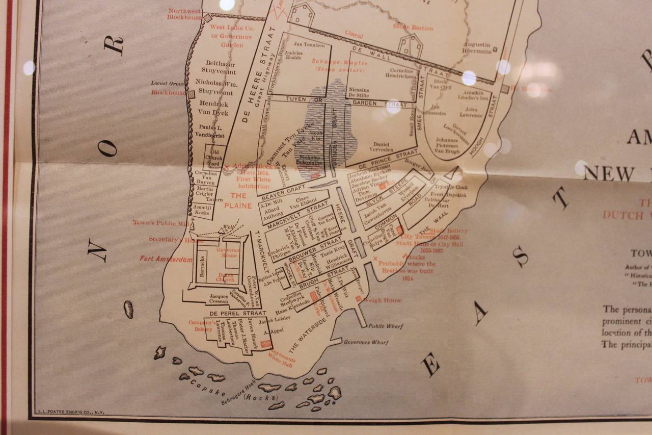 Framed Map of Old New York (Amsterdam in New Netherland) In Excellent Condition In Hudson, NY
