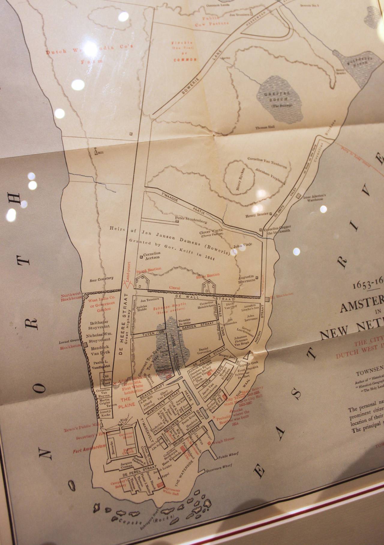 Framed Map of Old New York (Amsterdam in New Netherland) 1