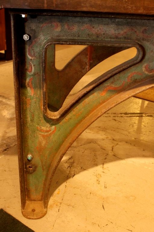 Steel and Cast Iron Industrial Work Table In Excellent Condition For Sale In Hudson, NY