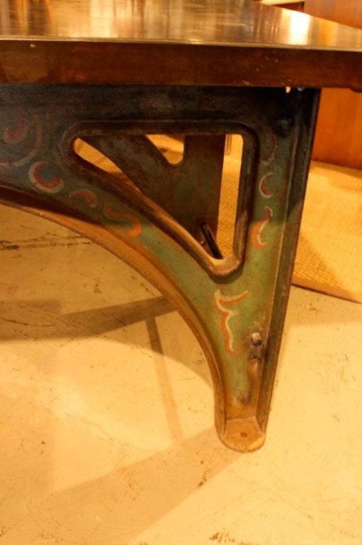 19th Century Steel and Cast Iron Industrial Work Table For Sale