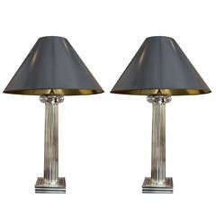 Pair of American Art Deco Doric Column Lamps