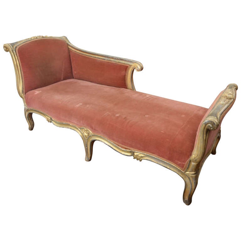 French Gilt Louis XV Style Chaise Longue