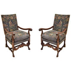 Pr. French Late 19th Cent. Mahogany Framed Salon Chairs