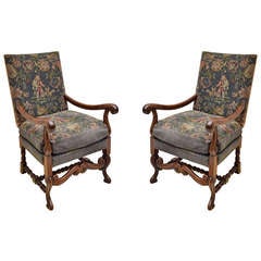 Pr. French Late 19th Cent. Mahogany Framed Salon Chairs